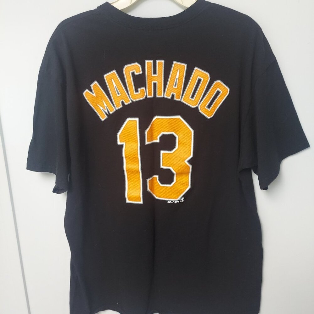 Baltimore Orioles Extra Large Black Majestic T-shirt #13 Machado MLB Baseball
